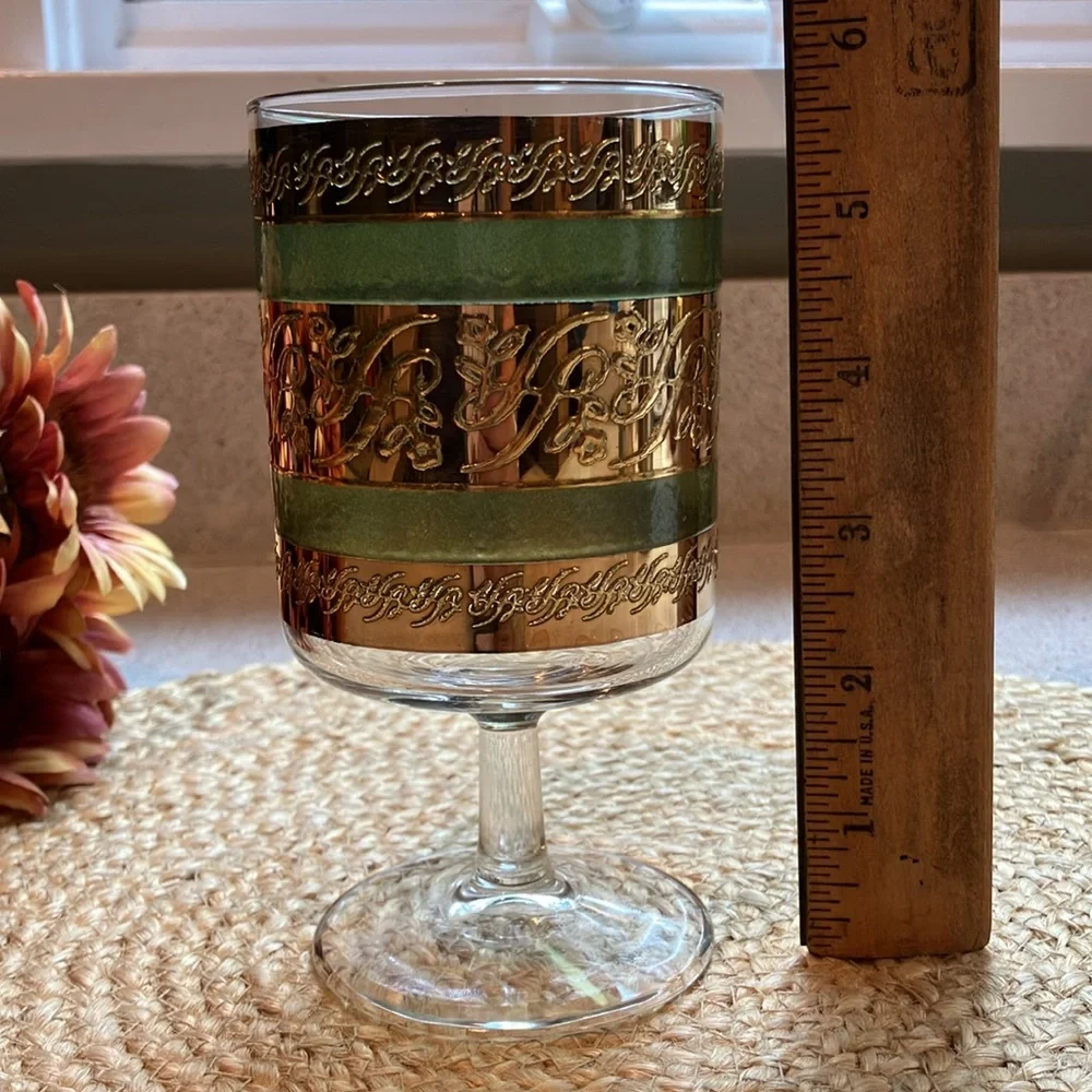 Vintage Culver Starlyte Green Wine/Water Glass Goblet